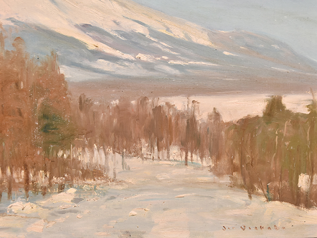 刑部人 油彩画「富士(山中湖畔にて)」F15号 裏書有 元額 | 古美術ささき