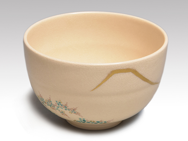 仿、仁阿弥翁作 色絵富士の図茶碗 七世 高橋道八(作) 共箱 | 古美術ささき