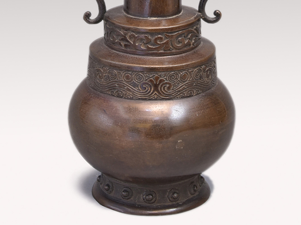 古銅 龍耳花入 花器 花生 高さ：23㎝ 時代箱 | 古美術ささき