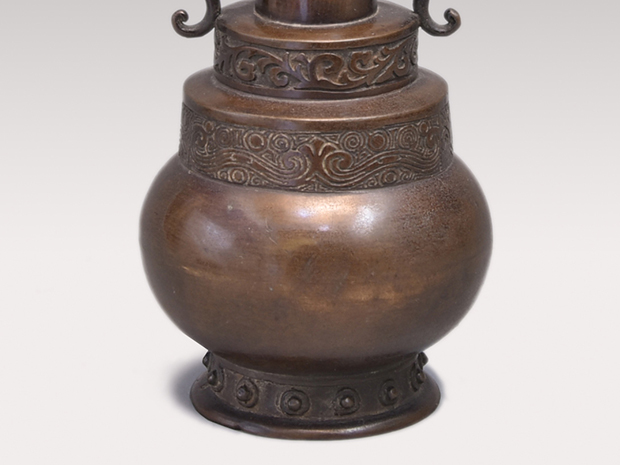 古銅 龍耳花入 花器 花生 高さ：23㎝ 時代箱 | 古美術ささき