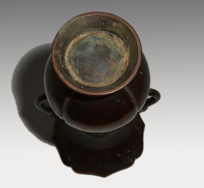 唐物 時代 唐銅(古銅) 龍耳花入 饕餮文入り | 古美術ささき