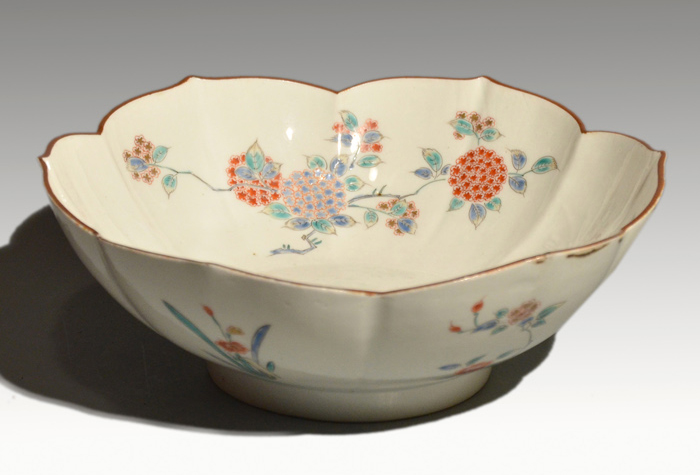 古伊万里（柿右衛門様式）色絵花文輪花鉢 菓子器 江戸時代中期頃 | 古
