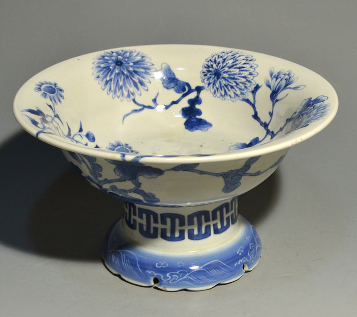 古伊万里染付 菊図 台鉢 | 古美術ささき