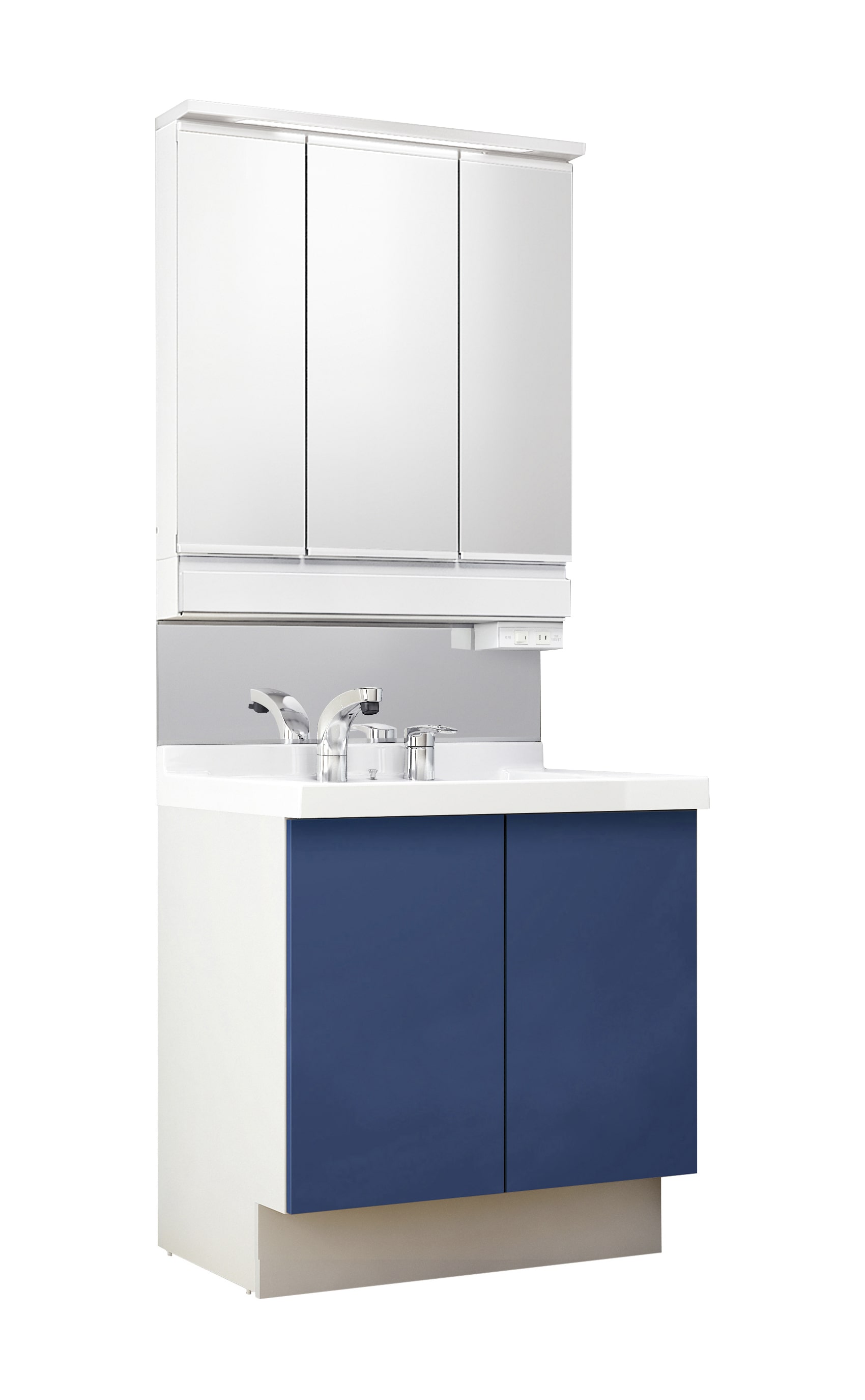 LIXIL 洗面化粧台 J1 間口75cm SP三面鏡2枚扉(アーバンブルー): 住宅