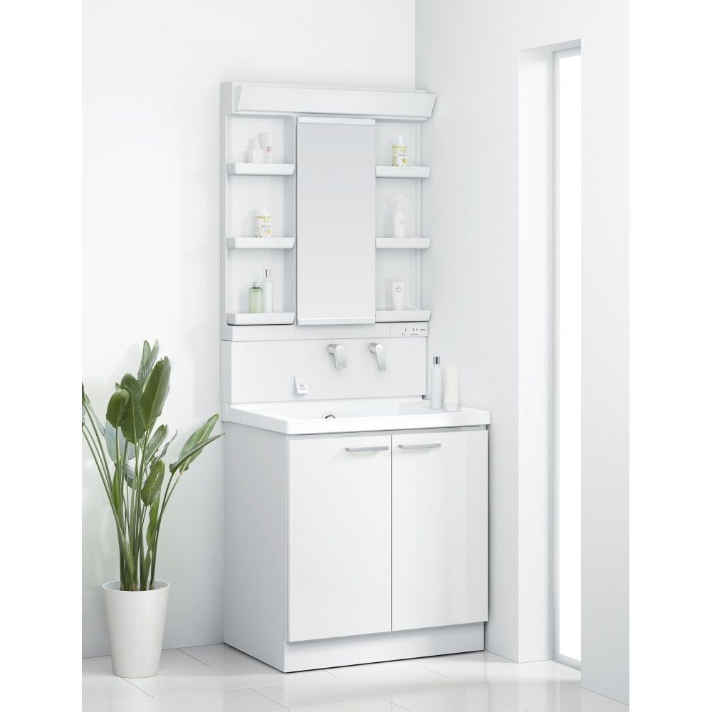 TOTO 洗面化粧台 KZ 間口75cm 除菌1面鏡2枚扉(パナシェホワイト): 住宅