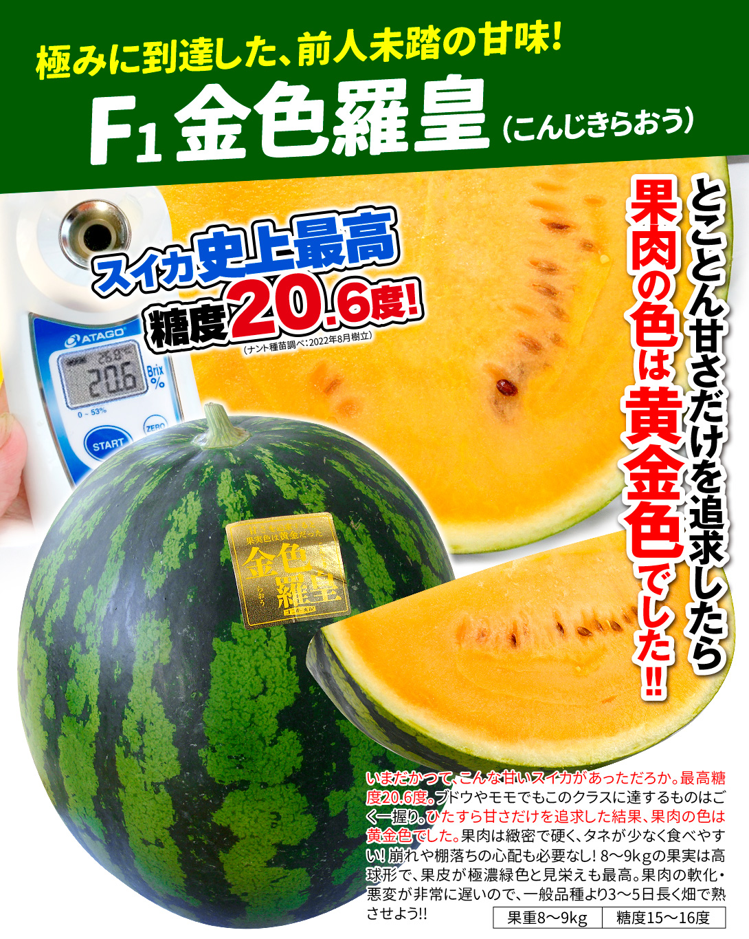 国華園オンラインショップ / 種 野菜たね 大玉スイカ F1金色羅皇 PVP