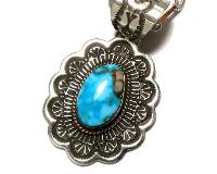 ターコイズペンダント インディアンジュエリー ナバホ族アーチスト