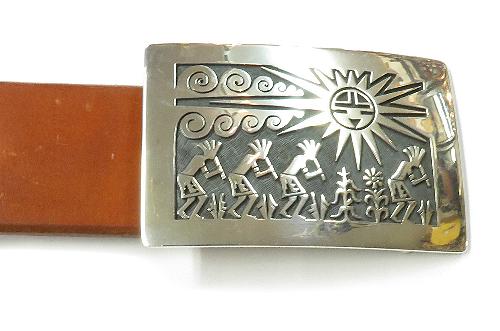 バックル ホピ族製作の オーバーレイ・シルバーバックル