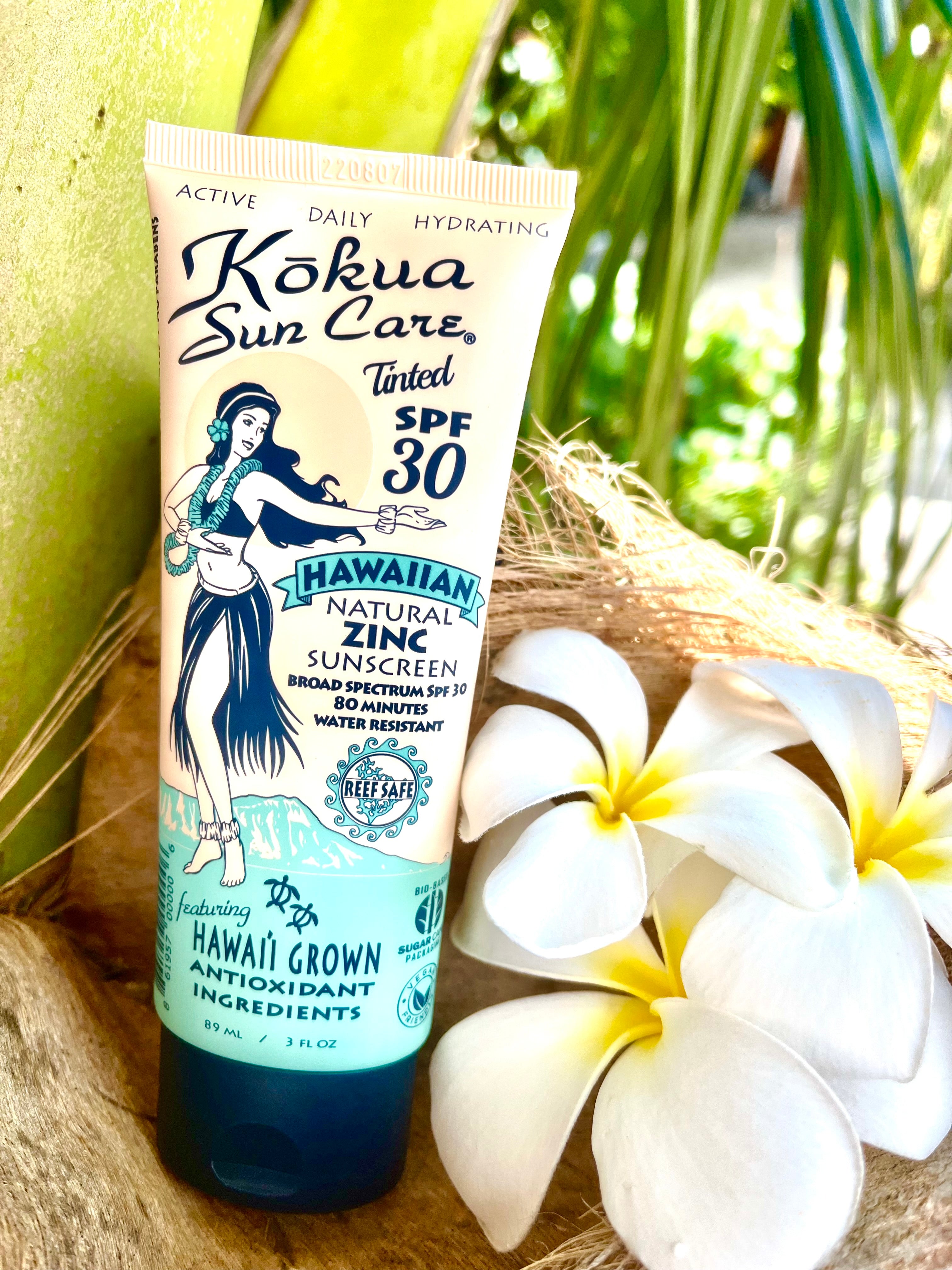 3 oz SPF 30 Tinted Hawaiian Natural Zinc Sunscreen 80 Min Water