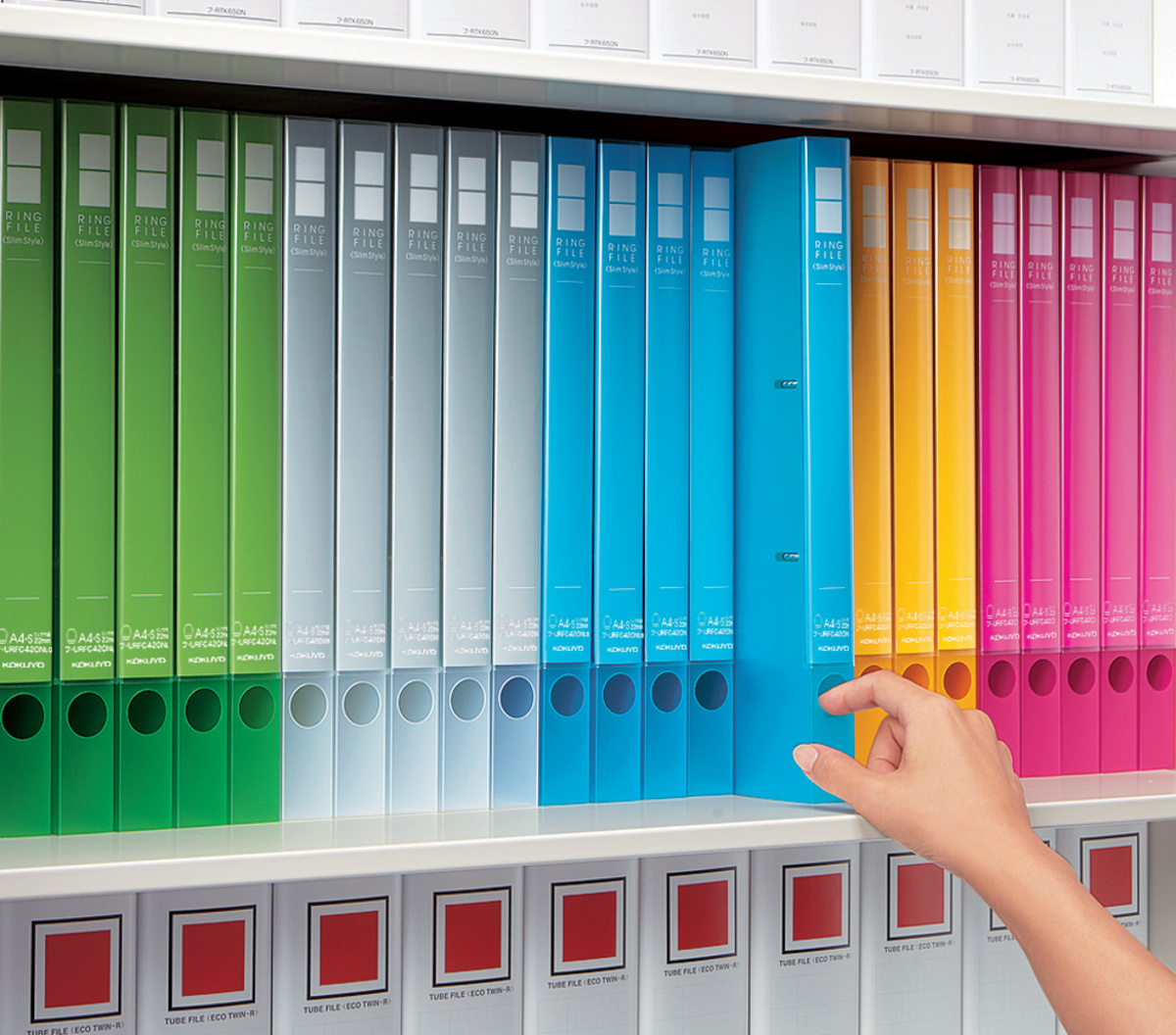 スリムスタイル クリアカラーリングファイル A4-S 2穴 180枚収容