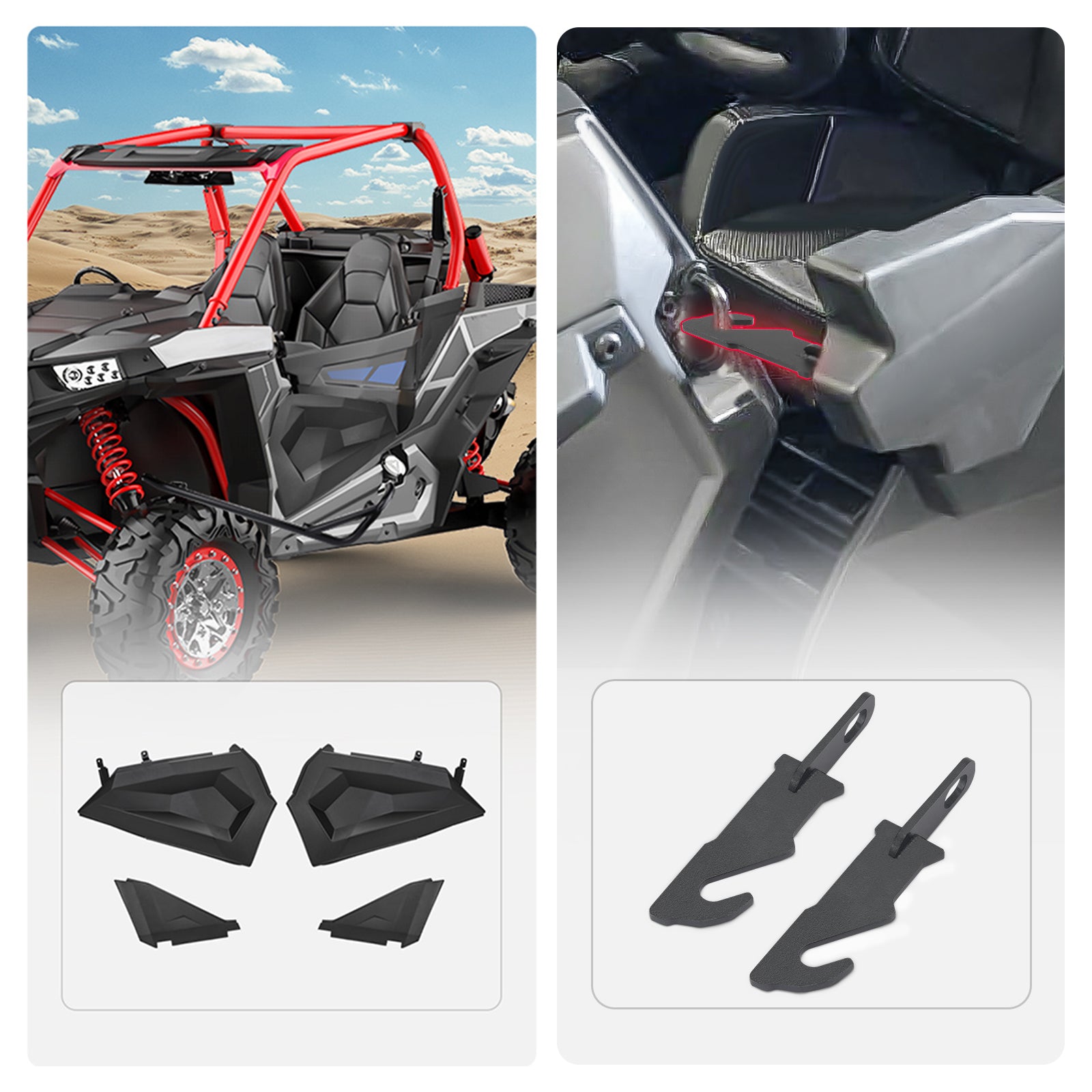 Lower Half Door and Door Latches Extender for Polaris RZR – Kemimoto