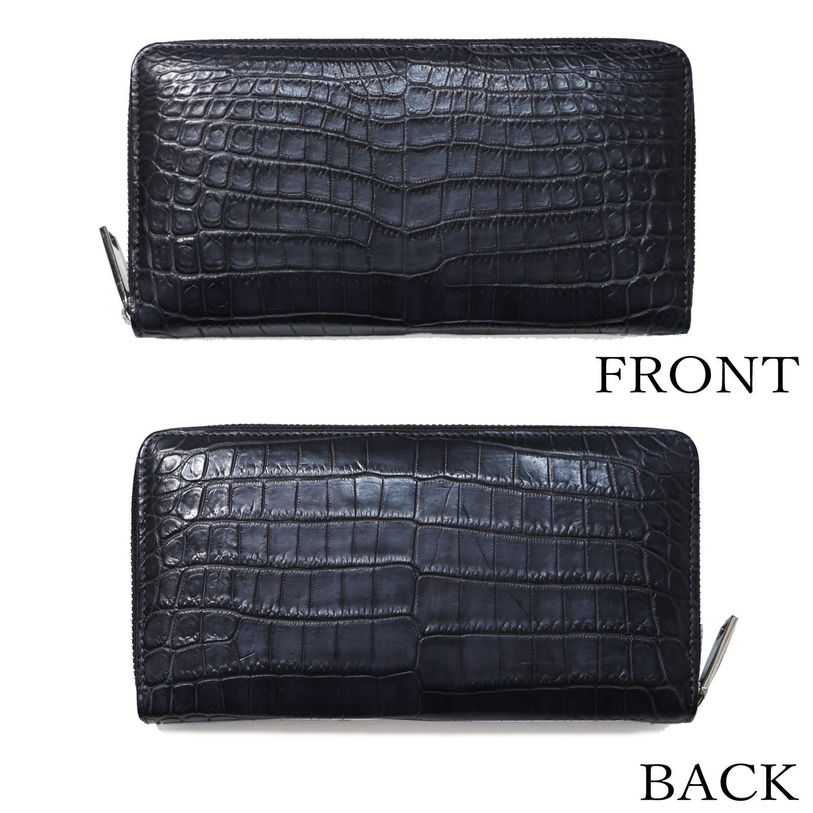 ナイルクロコダイル革 ラウンドファスナー 長財布 スリム | 手染め