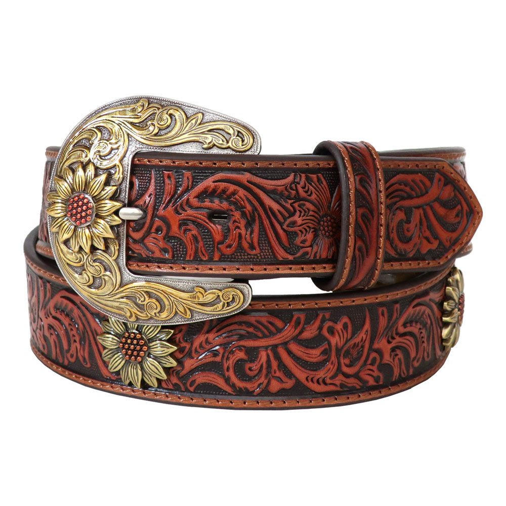 レザーベルト フラワー ひまわり 装飾 Ariat アリアット 革