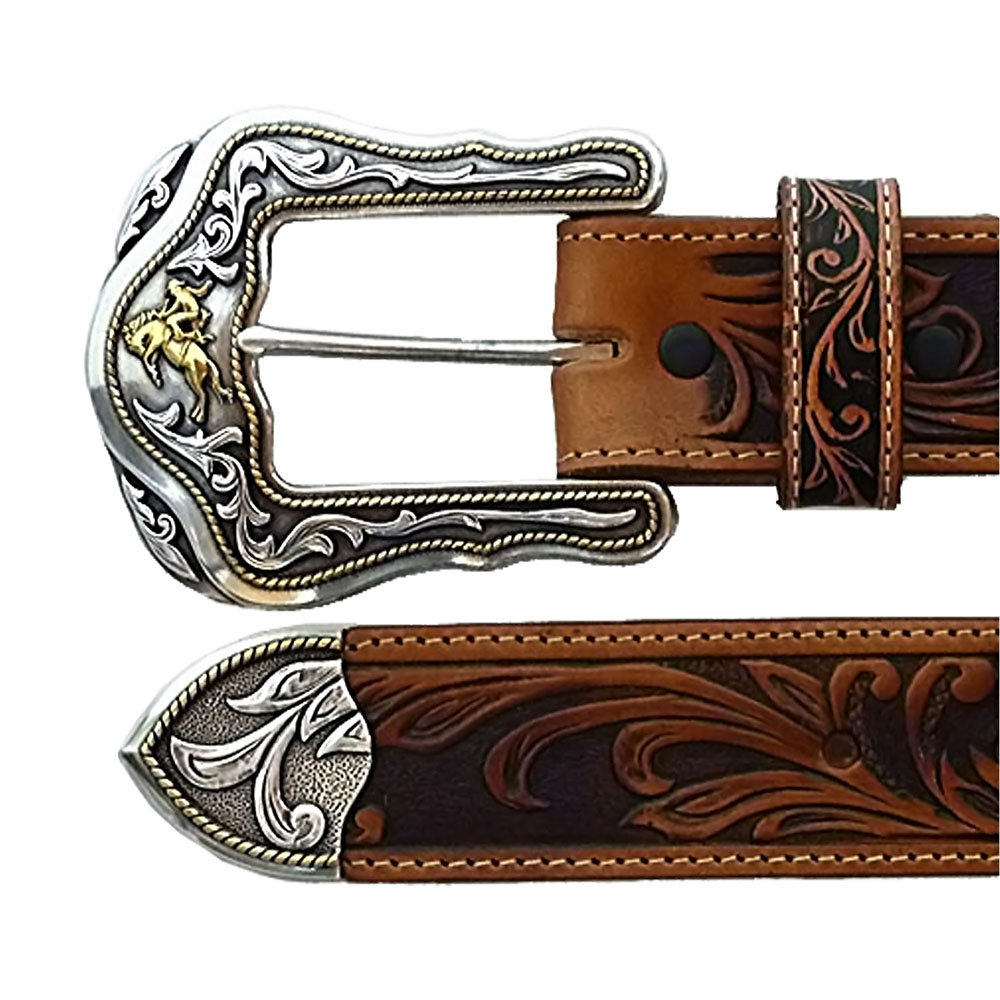 ウエスタン レザーベルト カービング 革 ベルト シンプル バックル