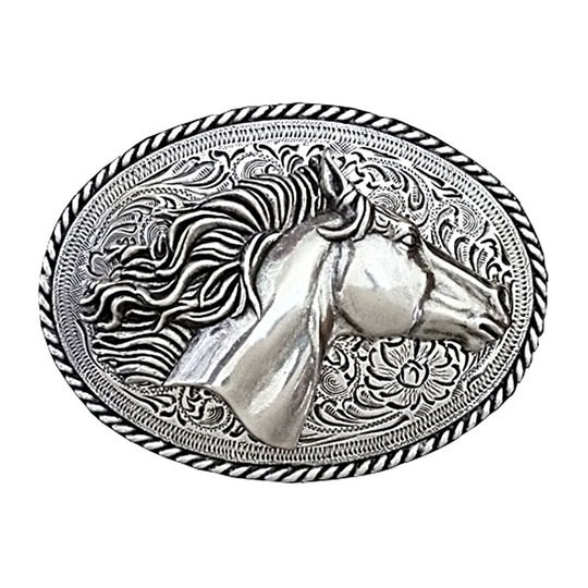 馬 ホースヘッド ウエスタン ベルト バックル 3D 立体 オーバル