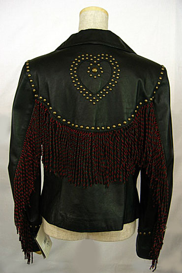 フリンジ＆スタッズ ウエスタン調イタリアンラムのレザージャケット