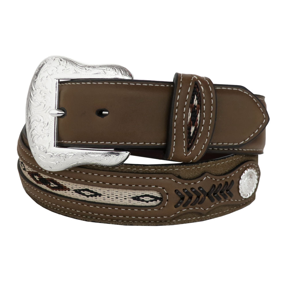 レザーベルト レザー 革 ベルト コンチョ ウエスタン 幾何学模様