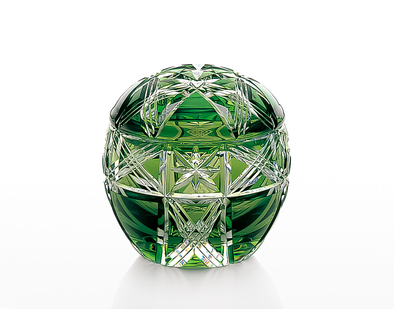 江戸切子 蓋物＜斜格子に星紋＞ | カガミクリスタル