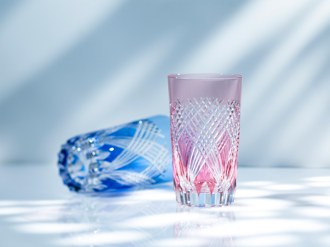 江戸切子 ペアタンブラー＜斜格子紋＞ | カガミクリスタル