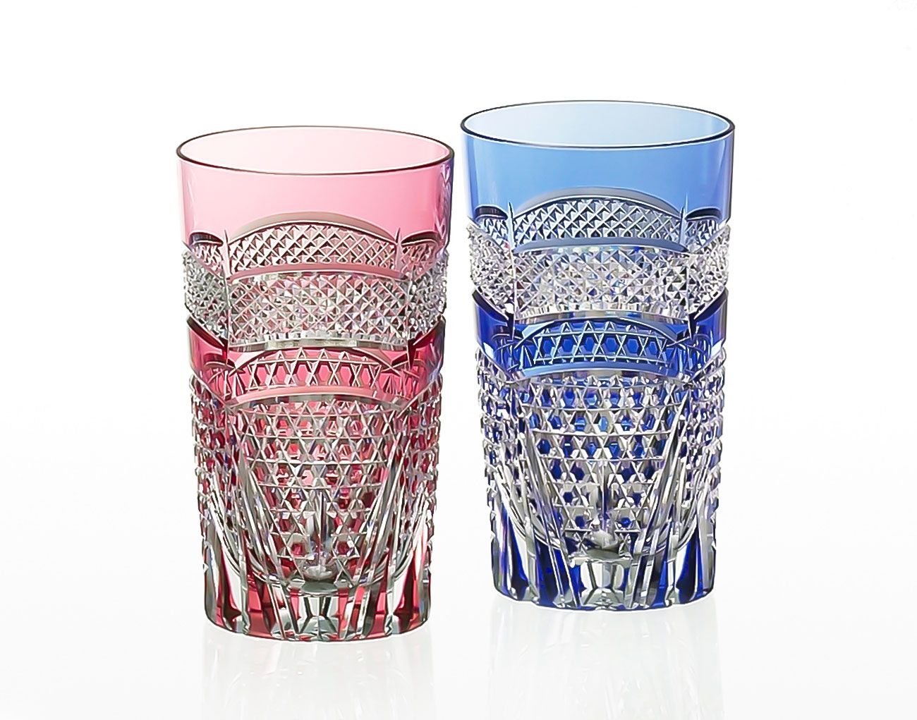 江戸切子 ペアタンブラー＜魚子に六角籠目紋＞ | カガミクリスタル