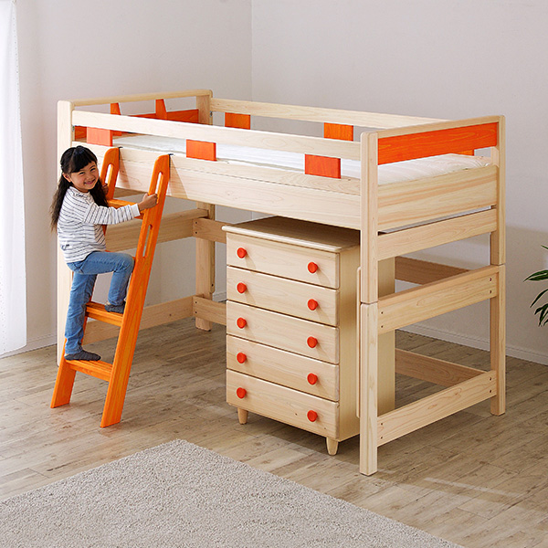 5年保証 国産 宮付き ロフトベッド KOTOKA(コトカ) 熊本県産ひのき使用