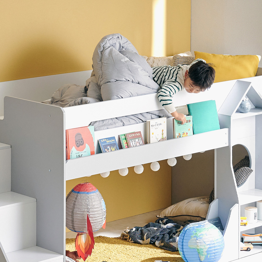 ロフトベッド COSMO(コスモ) ロケット型ディスプレイラック付き