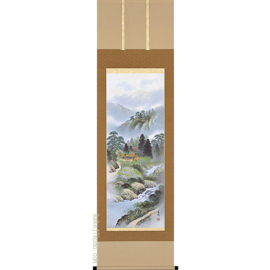 掛軸 観潮 山水図 逸品 L85 掛軸 観潮 山水図 逸品 L85 掛軸観潮山水図