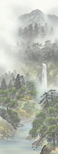 彩色山水 四季山水（夏） 伊藤渓山 （三美会） 【尺五】 日本製 山水画