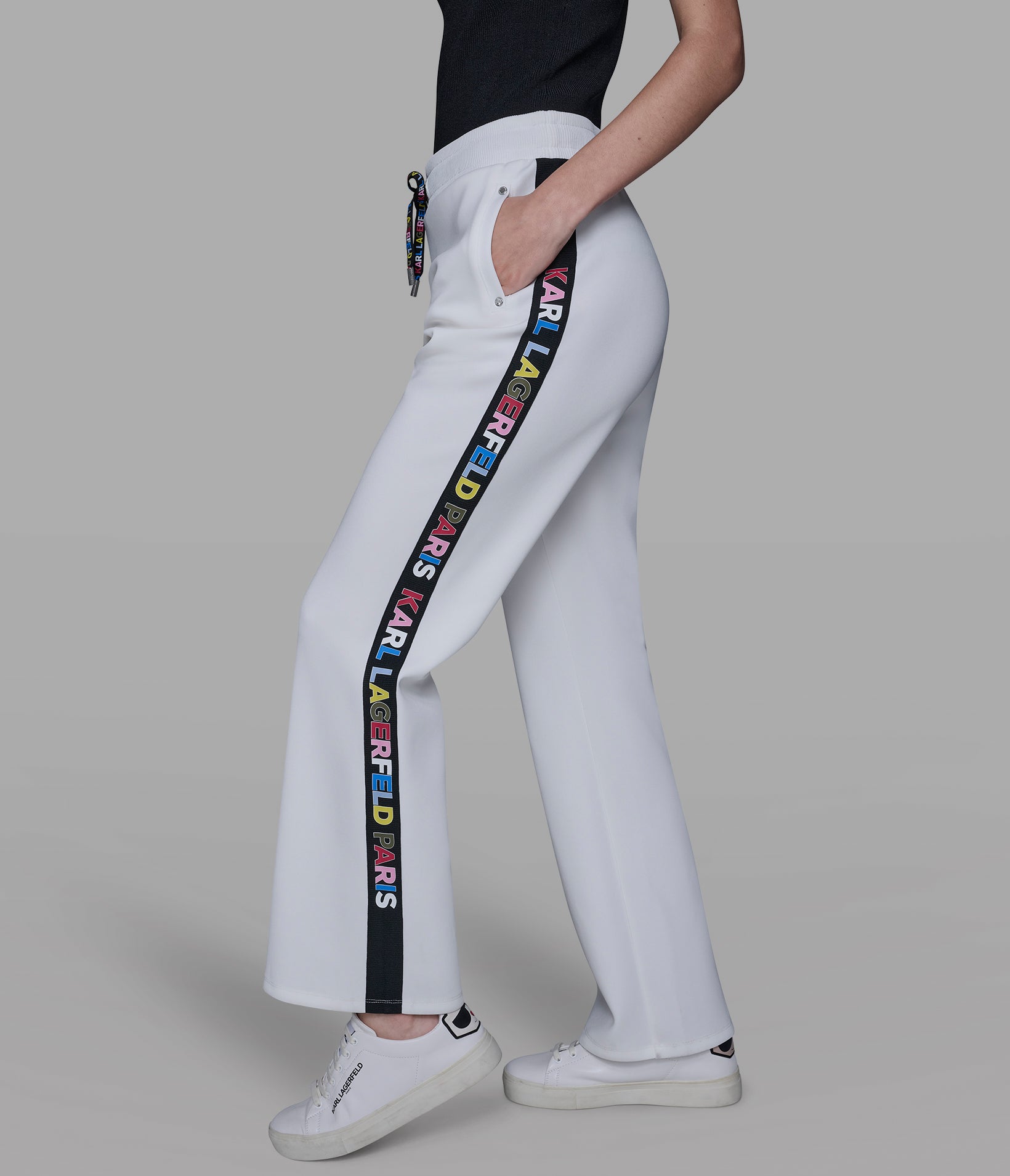 Multi Color Logo Tape Track Pant | Athleisure | Karl Lagerfeld Paris