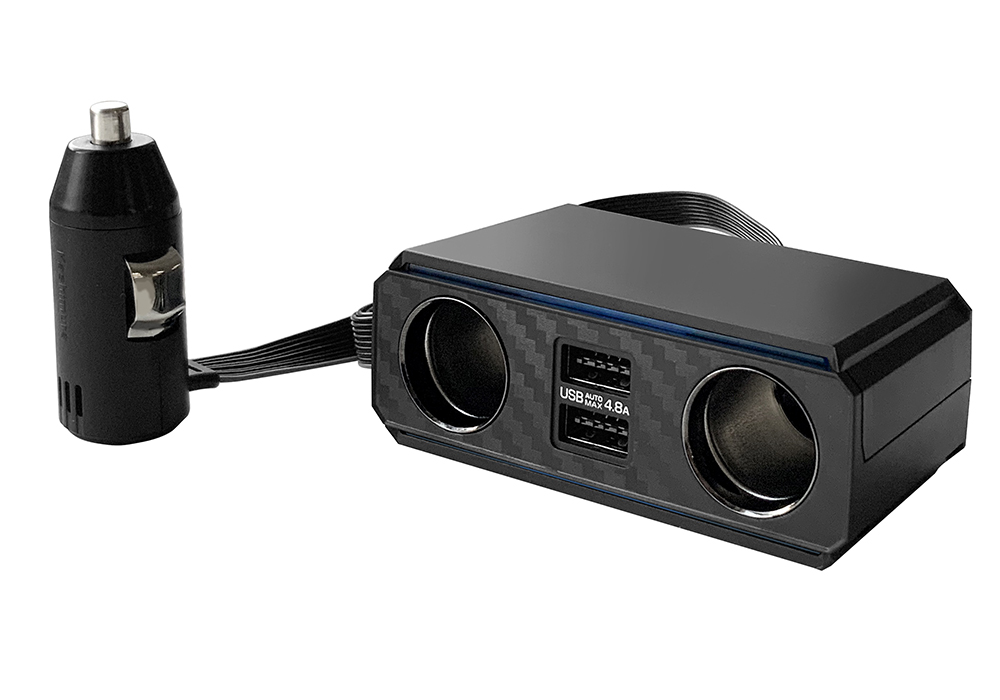 フラットコード2連セパレートソケット 2リバーシブルUSB自動判定 4.8A