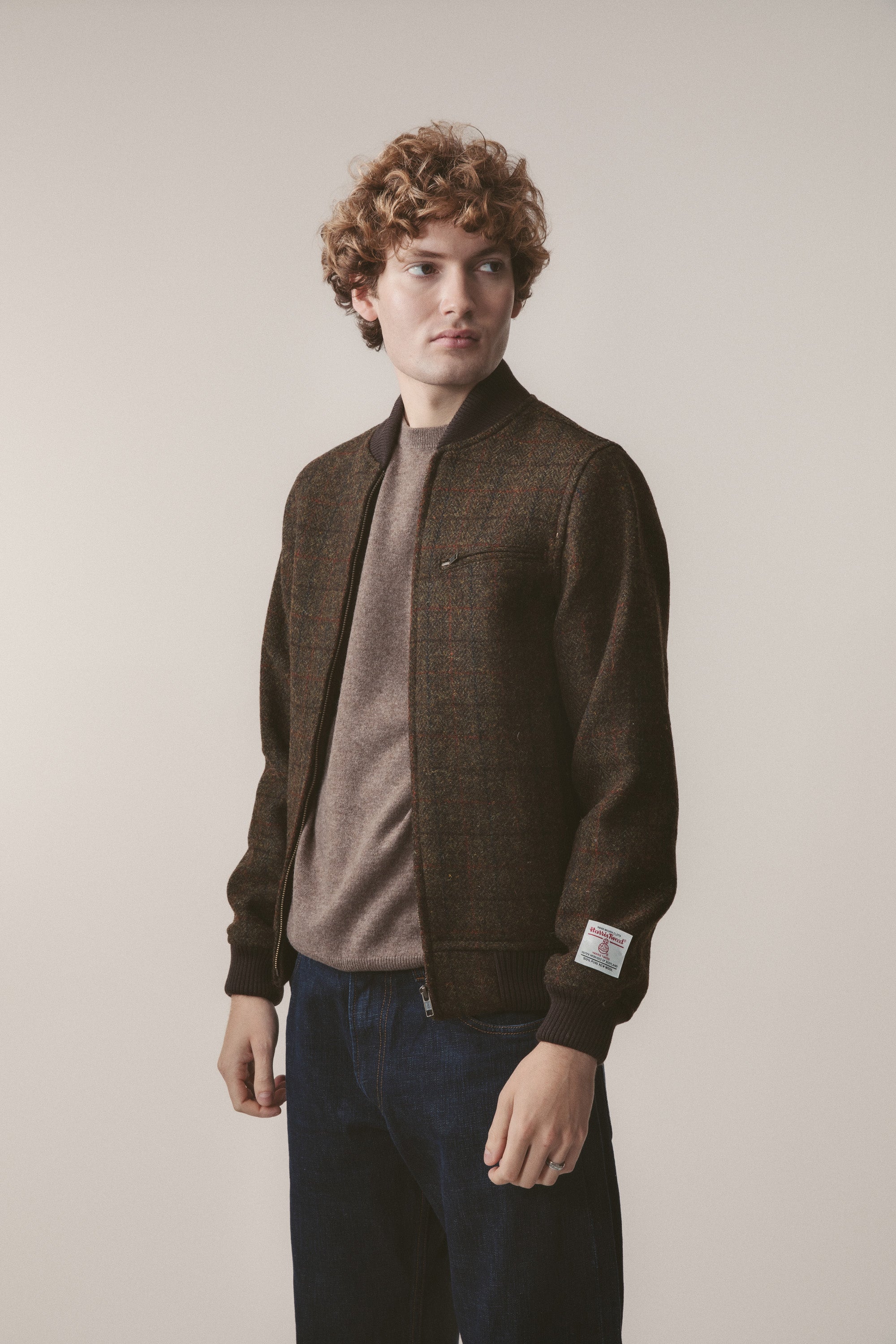 Men's Harris Tweed Bomber Jacket - Green Check – Kiltane