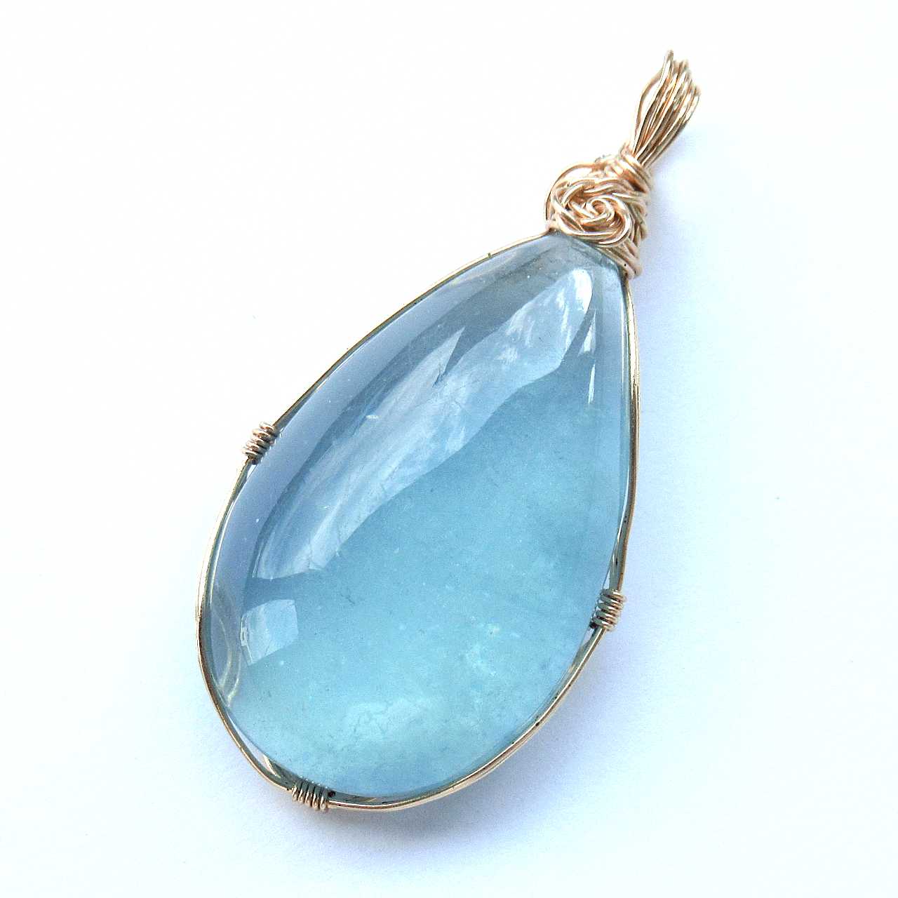 アクアマリン☆ワイヤーラッピングペンダントトップ No.756 / 天然石