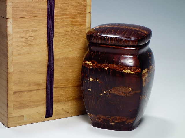 角館 伝統工芸士 草薙喜右衛門作 桜皮細工 角型 茶壷 | 東京世田谷の