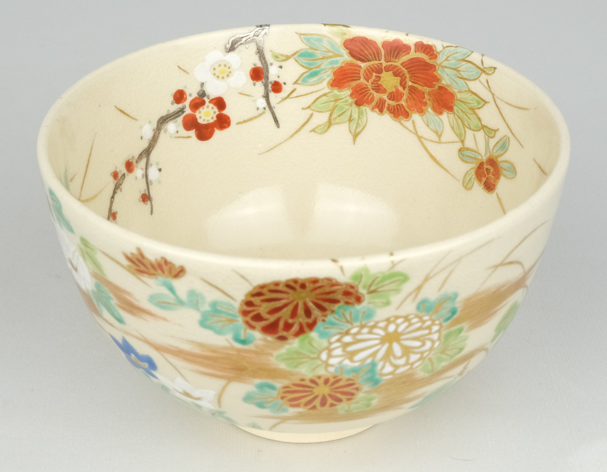 栗山園オンライン通販部 / 【出物】 四季草花茶碗 宮川（真葛）香斎 即