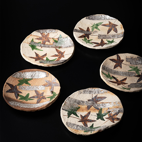 No.38 紅葉皿 五 / A set of 5 dishes with maple leaf and water