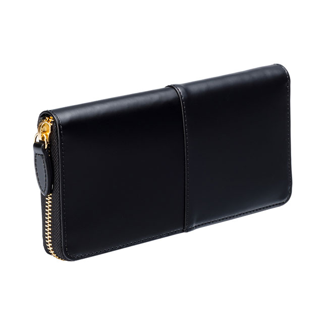 コードバン つや無し ラウンド長財布 小銭入れ付き （ネイビー