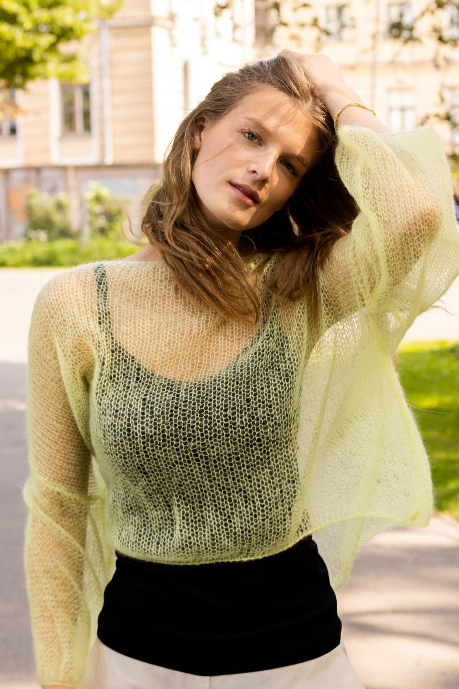 Lightweight Lime Green Mohair Top VITTE - Krista Elsta