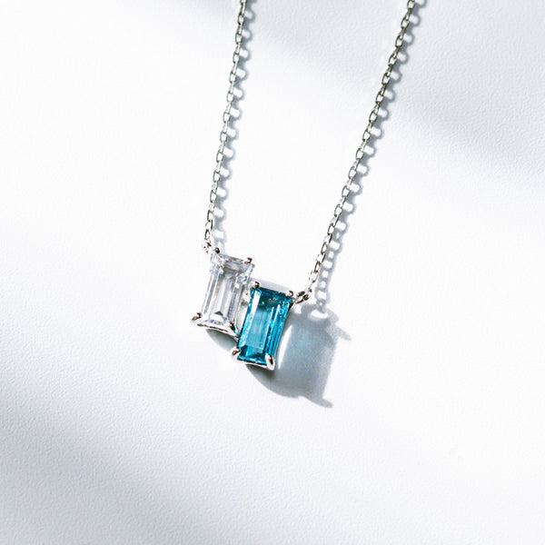 ロッククリスタル/ブルートパーズ プラチナネックレス《M0060008