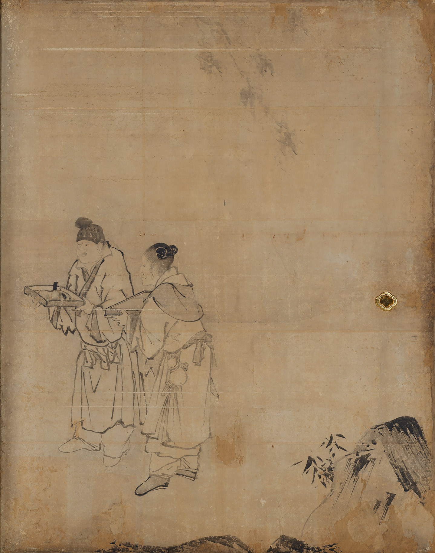 中国美術 粉彩 竹林七賢人図 蓋物（大香合）／玩玉】 中国美術 粉彩