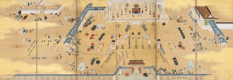 明正天皇 御即位行幸図六曲屏風 狩野探幽 複製画（デジタル工芸印刷