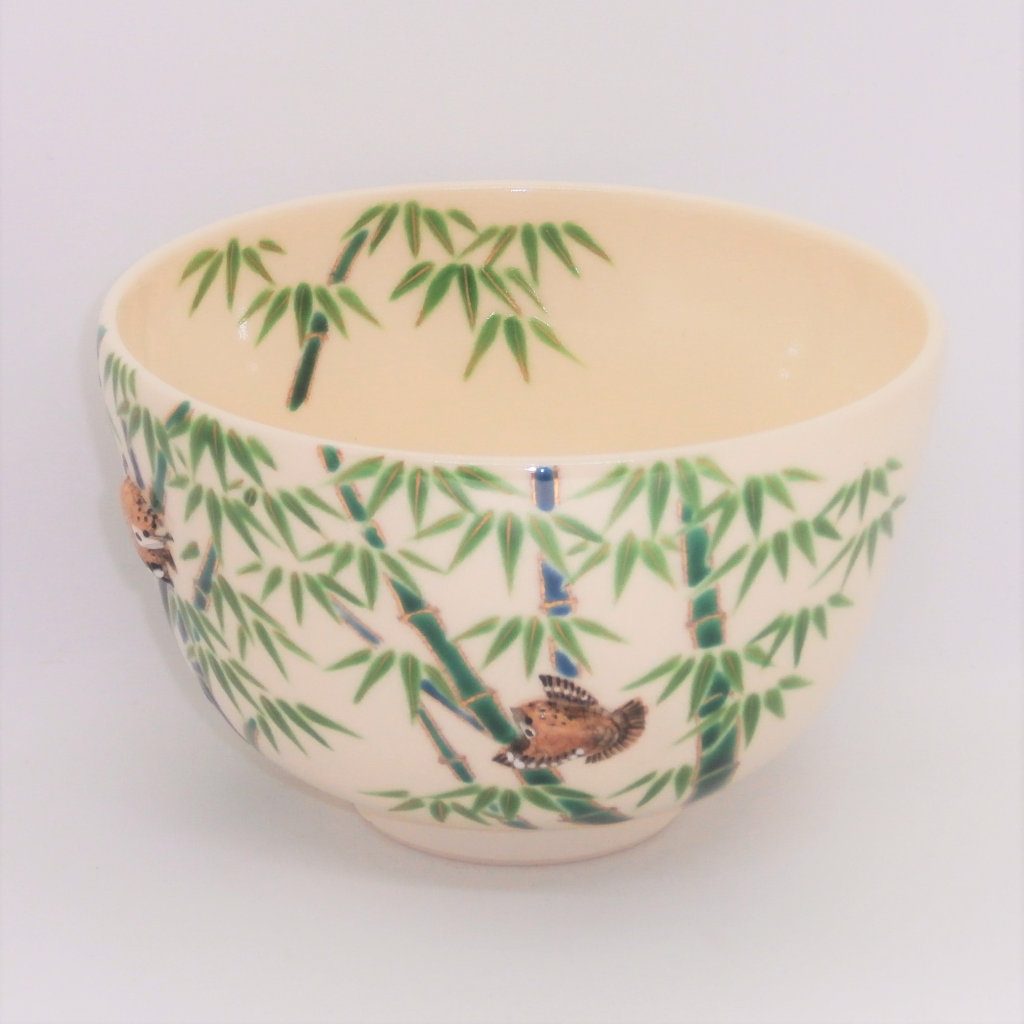 色絵『竹林に雀』抹茶盌（ぷっくり鳥シリーズ） / ことよりモール