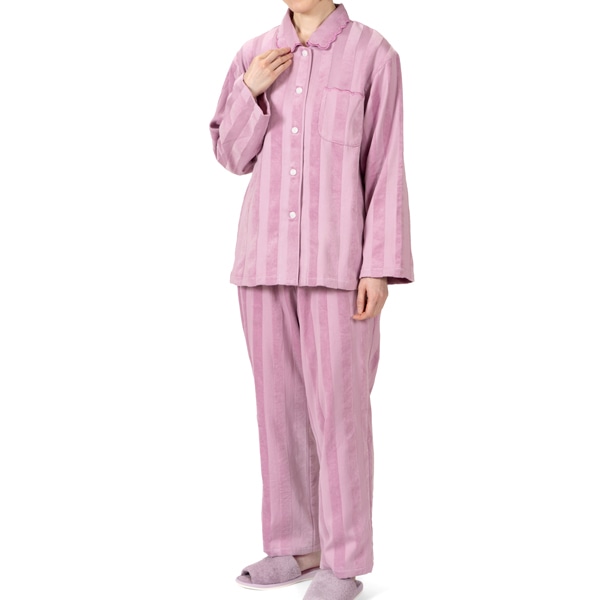 5688サテンストライプパジャマ 婦人L