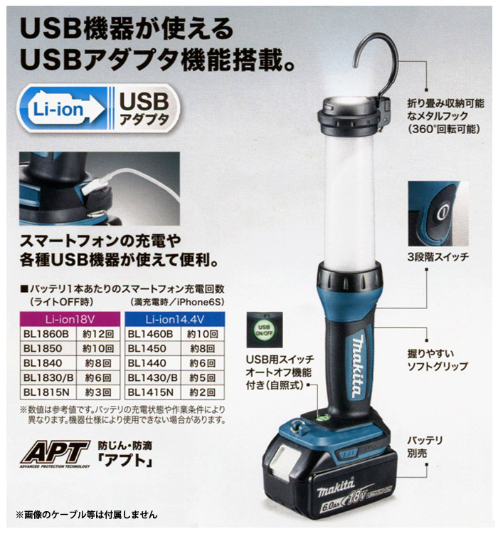 マキタ 14.4V/18V 充電式LEDワークライト(本体のみ)::ML807|ホーム