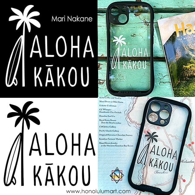 ヤシの木とサーフボード柄iPhoneケース | ハワイアン雑貨通販ホノルル