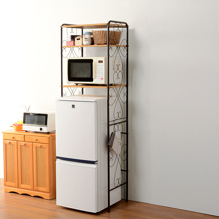 ハートマークショップ】冷蔵庫ラック 一人暮らし用 ブラウン KCC