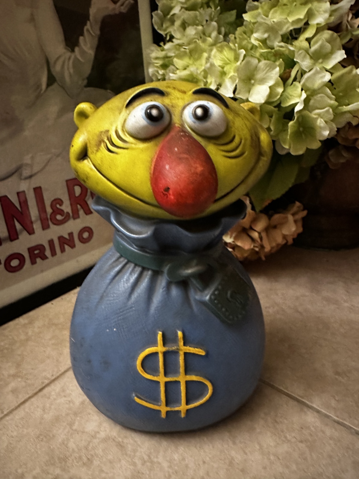 Mr money bag Play Pal plastic doll coin bank 1971 / プレイパル