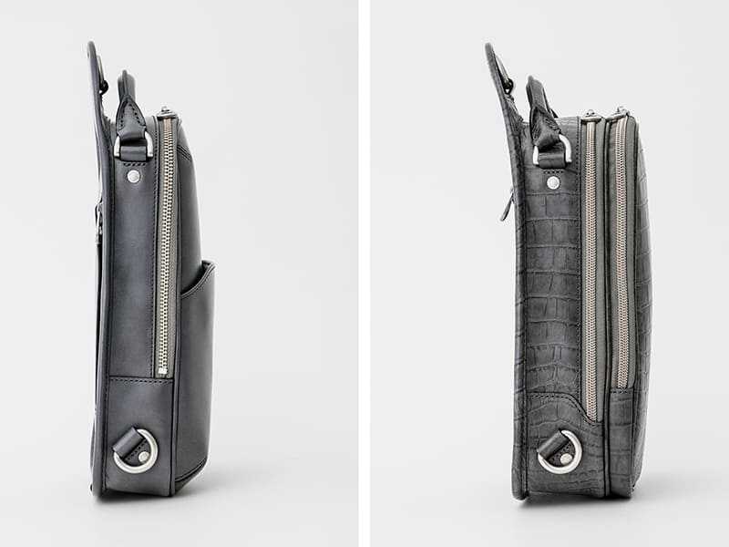 オンライン限定 ワキシングレザー ボディバッグ/クロコ型押し