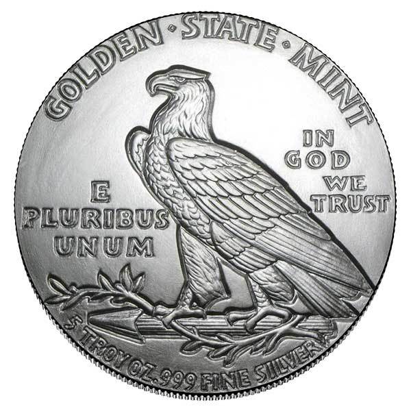 Incuse Indian 5 oz Silver Round (New) - Hero Bullion