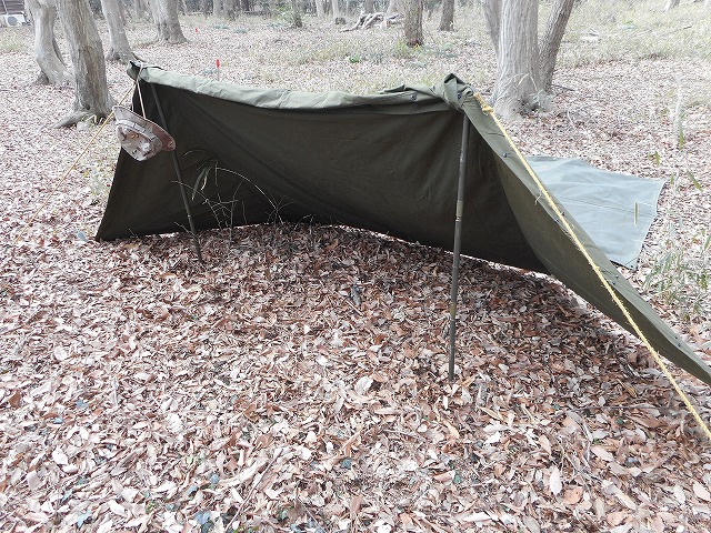 米軍パップテント シェルターハーフ 1枚、ポール、ペグ、ロープ付