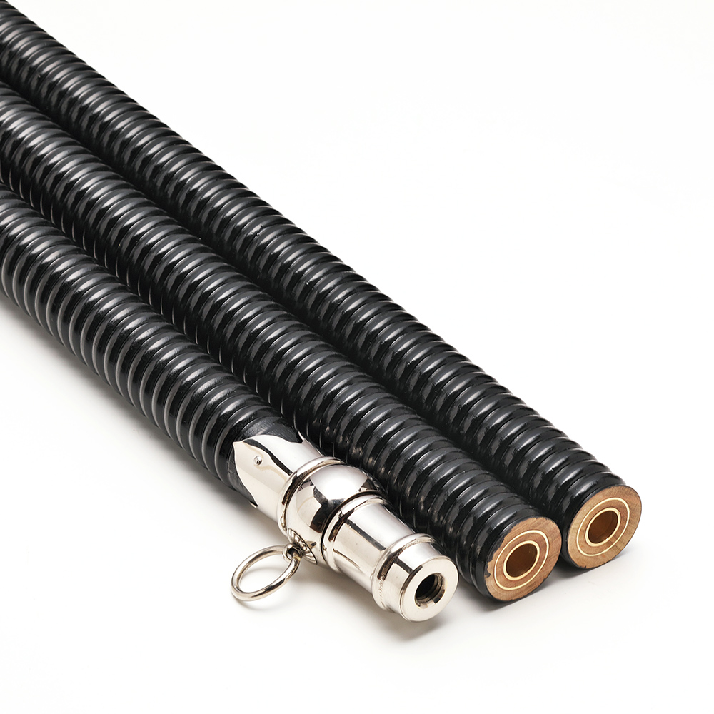 特製黒塗り千段巻棒（金ネジ・クロムメッキ金具付） | 旗・幕ドットコム